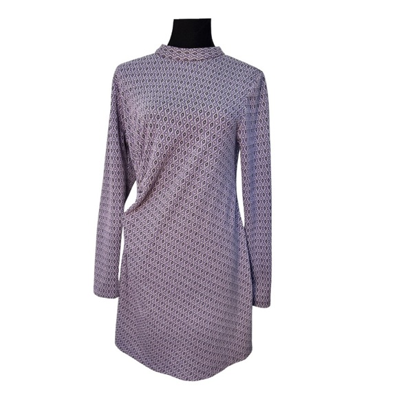 Zara Jacquard Cutout Long Sleeve Mini Dress Purple - Picture 4 of 13